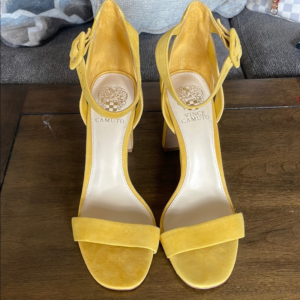 Vince Camuto Yellow 4 inch Heels with Ankle Strap